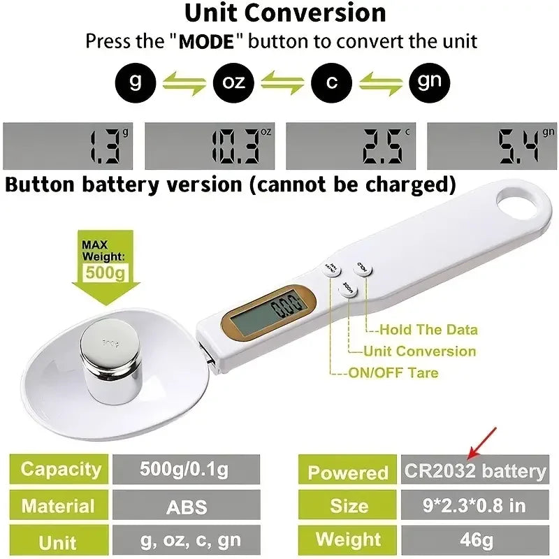 Mini Digital Spoon Scale – LCD Kitchen Measuring Tool Digital Spoon Scale Qme