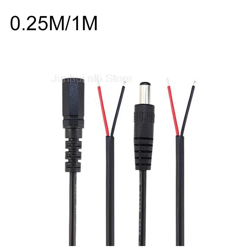 DC Female Connector Cable 5.5x2.5mm Tinned End 18AWG Power Cord DC Power Cable Qme 0.5M