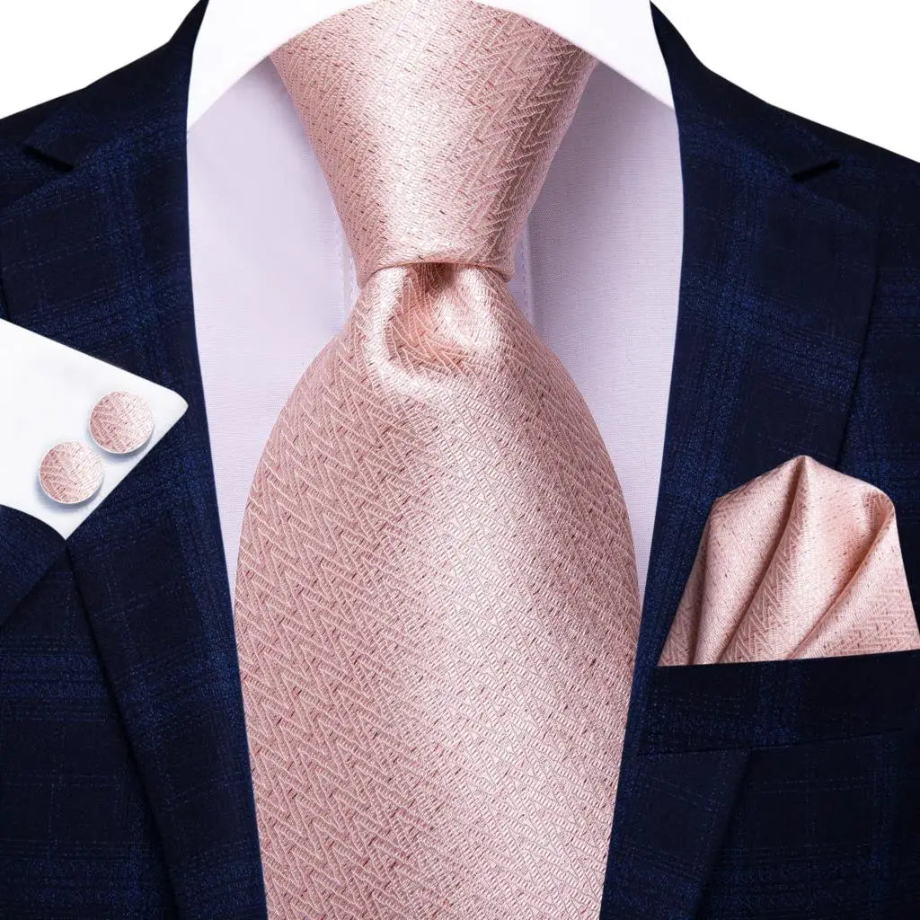 Jacquard Peacock Blue Wedding Tie, Hanky & Cufflinks Set Necktie Gift Set Qme 3349
