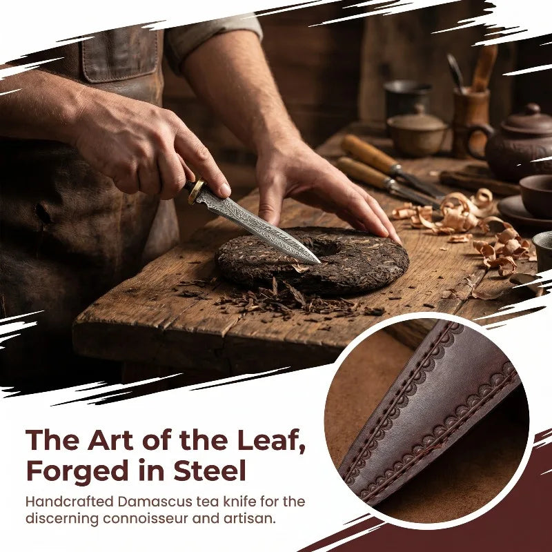 Damascus Steel Tea Knife Blank – DIY Tea Needle with Brass Fittings Knife Blade Blank Qst