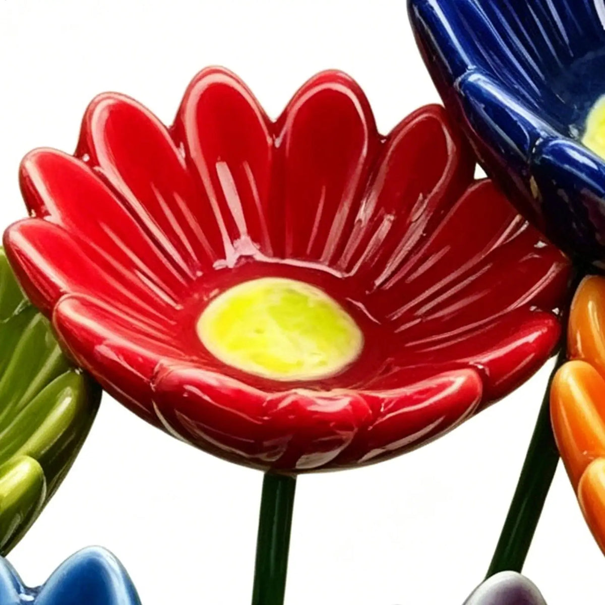 Ceramic Bee Watering Station – 6-Piece Flower Bird Bath Set Garden Bird Bath Qme