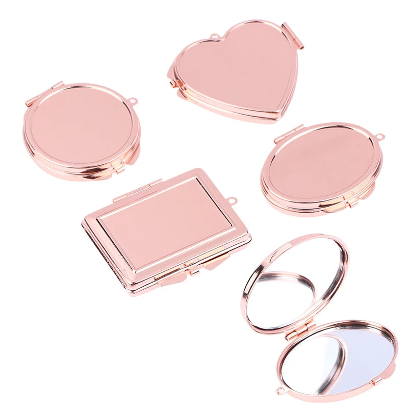 Mini Folding Makeup Mirror Keychain – Double Sided Metal Compact Makeup Mirror Qst