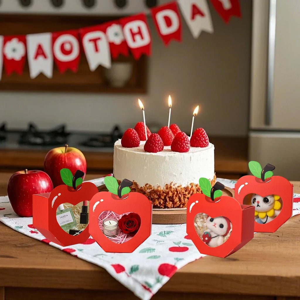 10 Apple Window Candy Boxes | Mini Heart Party Favor Boxes Party Favor Boxes Qme