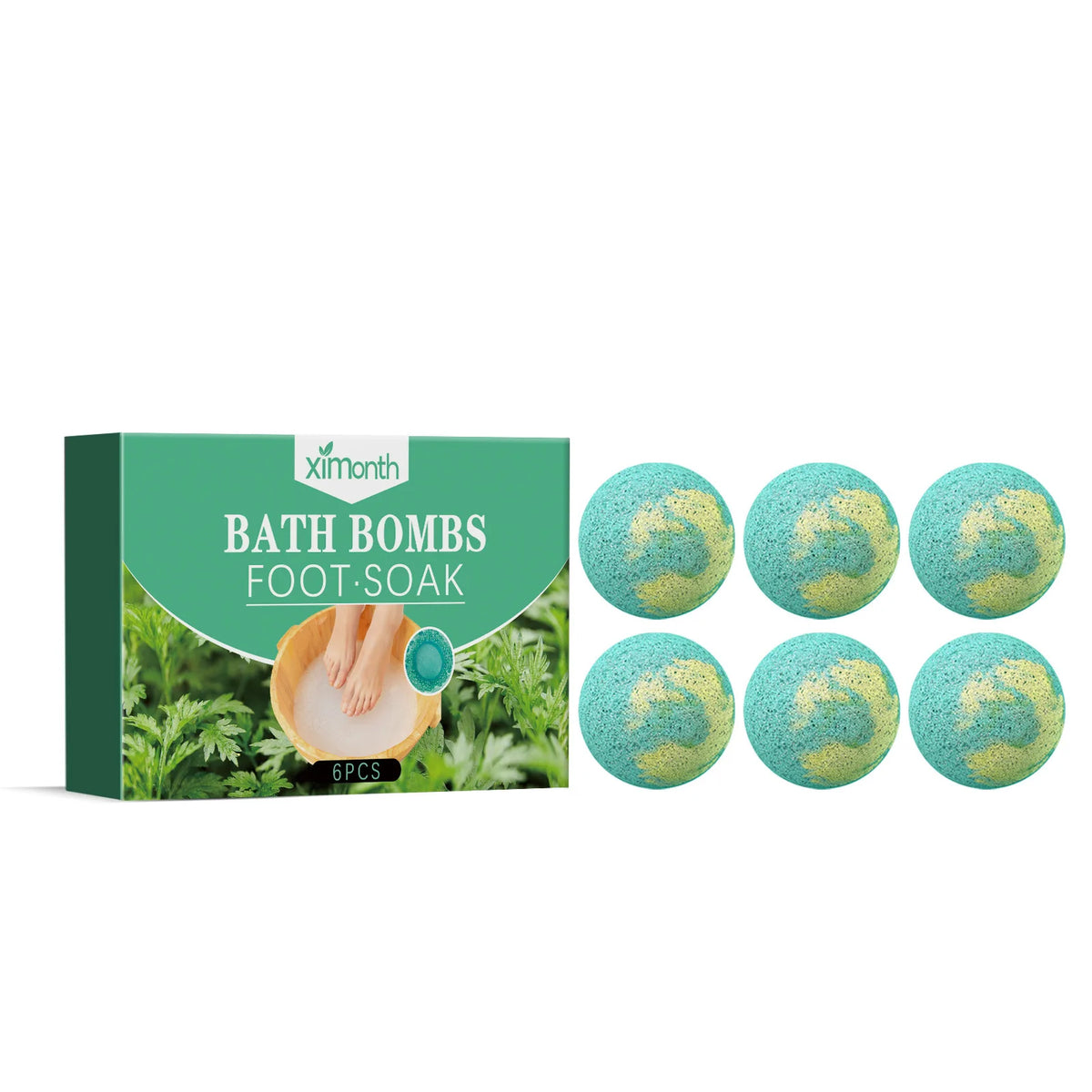 Ximonth Foot Spa Bubble Bath Balls – Floral Herbal Soak 6 pcs Foot Spa Bath Balls Qst Wormwood