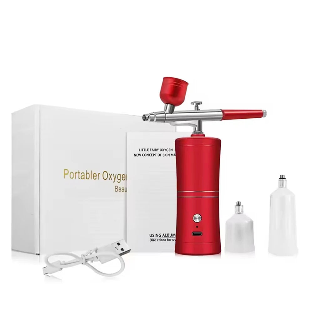 Peicon Mini Cordless Airbrush Kit – Nail Art, Tattoo & Painting Airbrush Spray Gun Qst Red