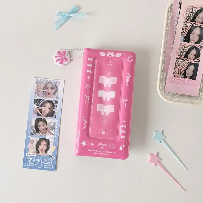 Photo Booth Strip Album 2x6 Inch | 20 Pages, 40 Photos Photo Strip Album Qme Rose red