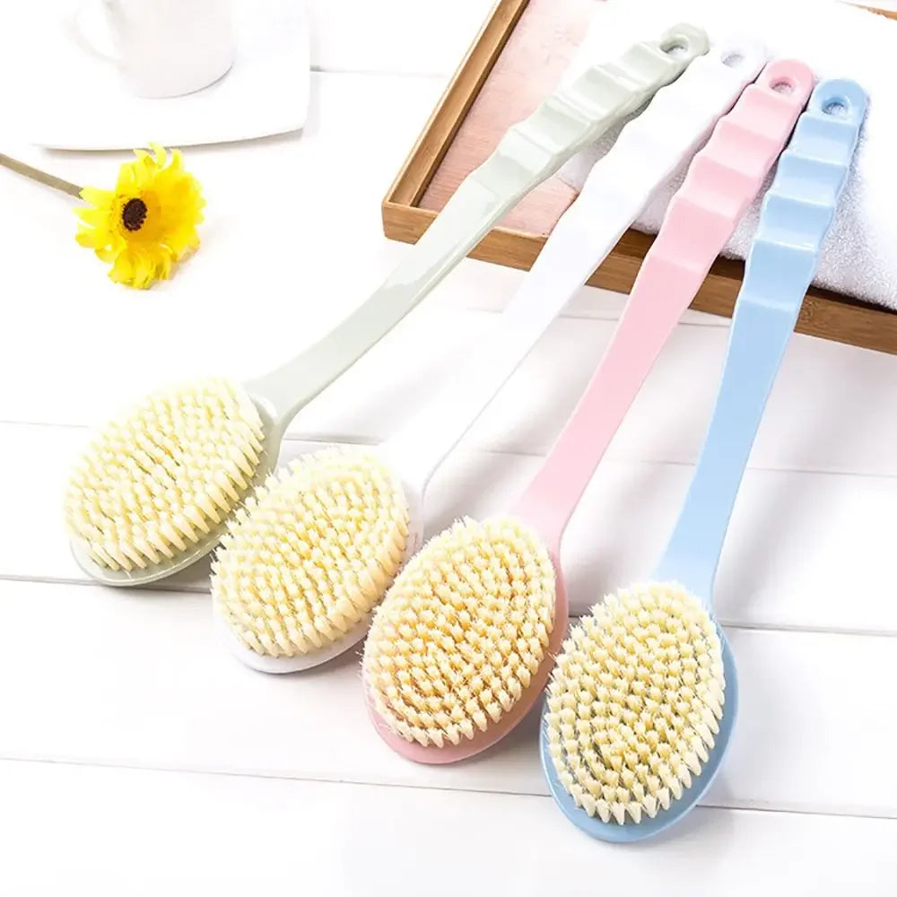 Long Handle Bath Brush – Soft Body Scrubber & Skin Massager Bath Body Brush Qme