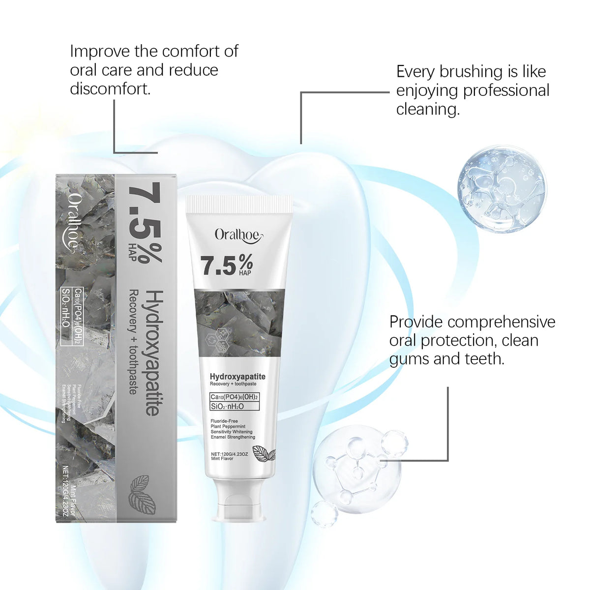 Oralhoe Hydroxyapatite Whitening Toothpaste – Enamel & Gum Care Whitening Toothpaste Qst