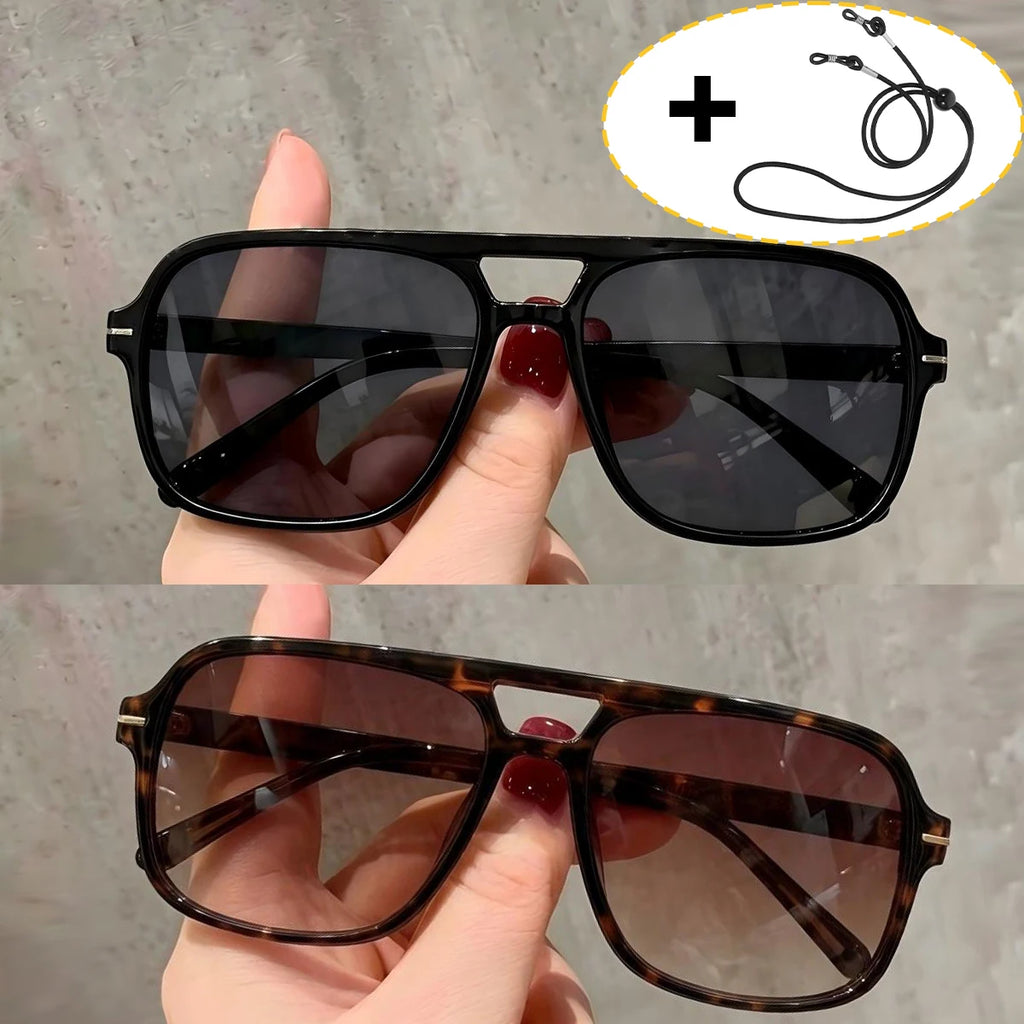 VOPHA Double Bridge Square Sunglasses UV400 Pilot Style Fashion Sunglasses Qst