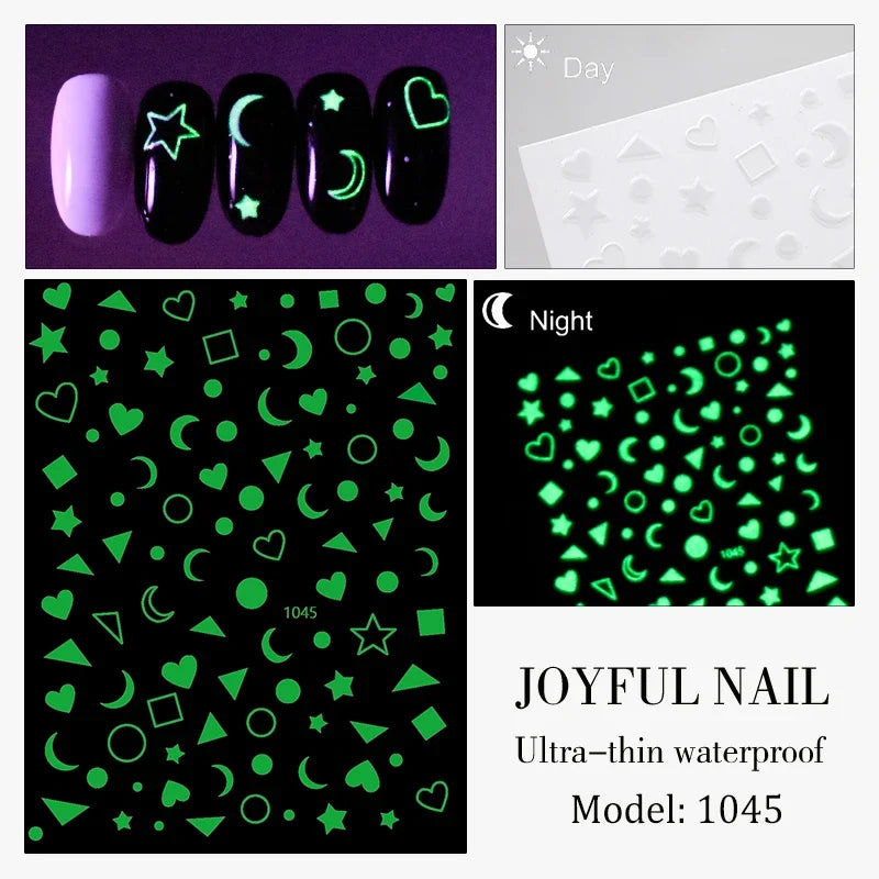 Glow in the Dark Nail Art Stickers – Snowflake, Flame & More Nail Art Stickers Qme 1045