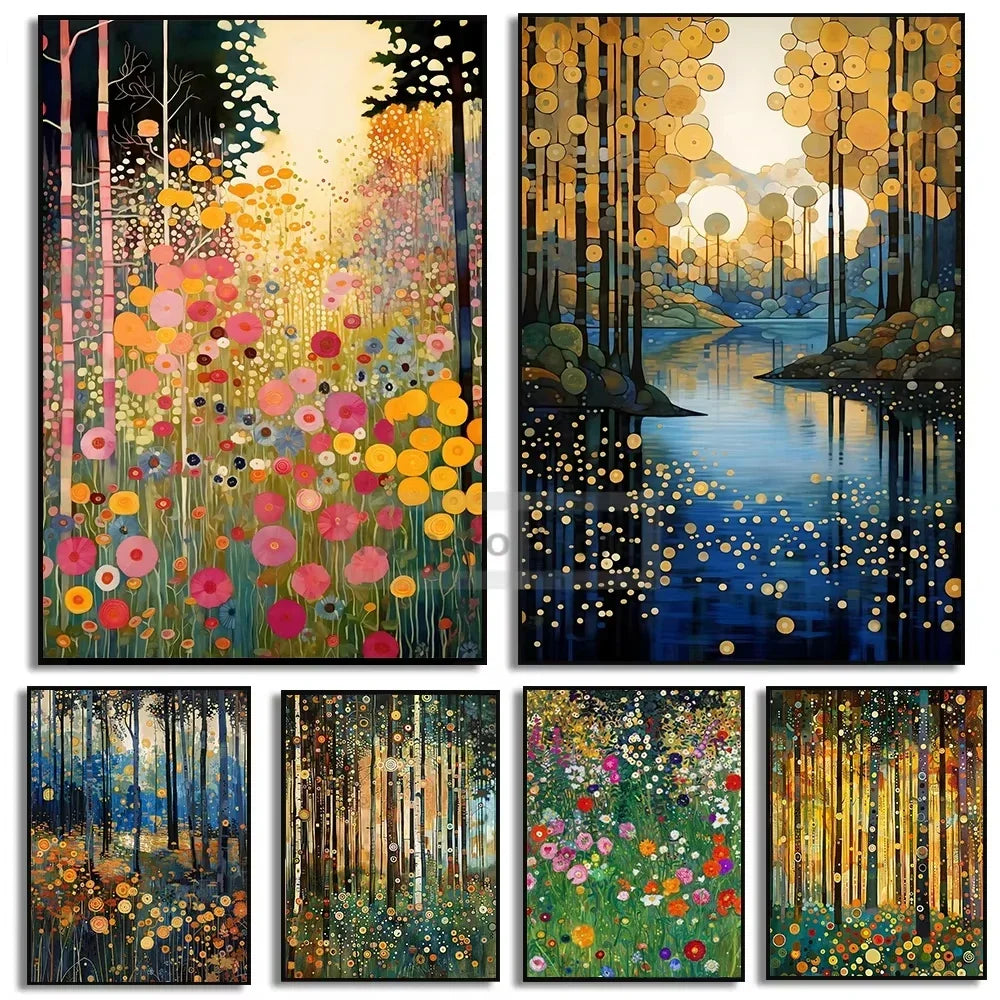Gustav Klimt Farm Garden Canvas Print – Floral Wall Art Canvas Wall Art Print Qst