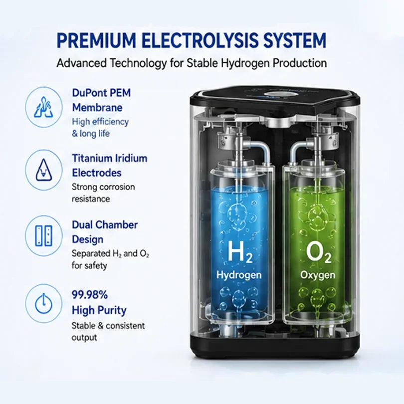 Hydrogen Inhalation Machine 450ml/min SPE PEM H2 Generator Hydrogen Wellness Machine Qst