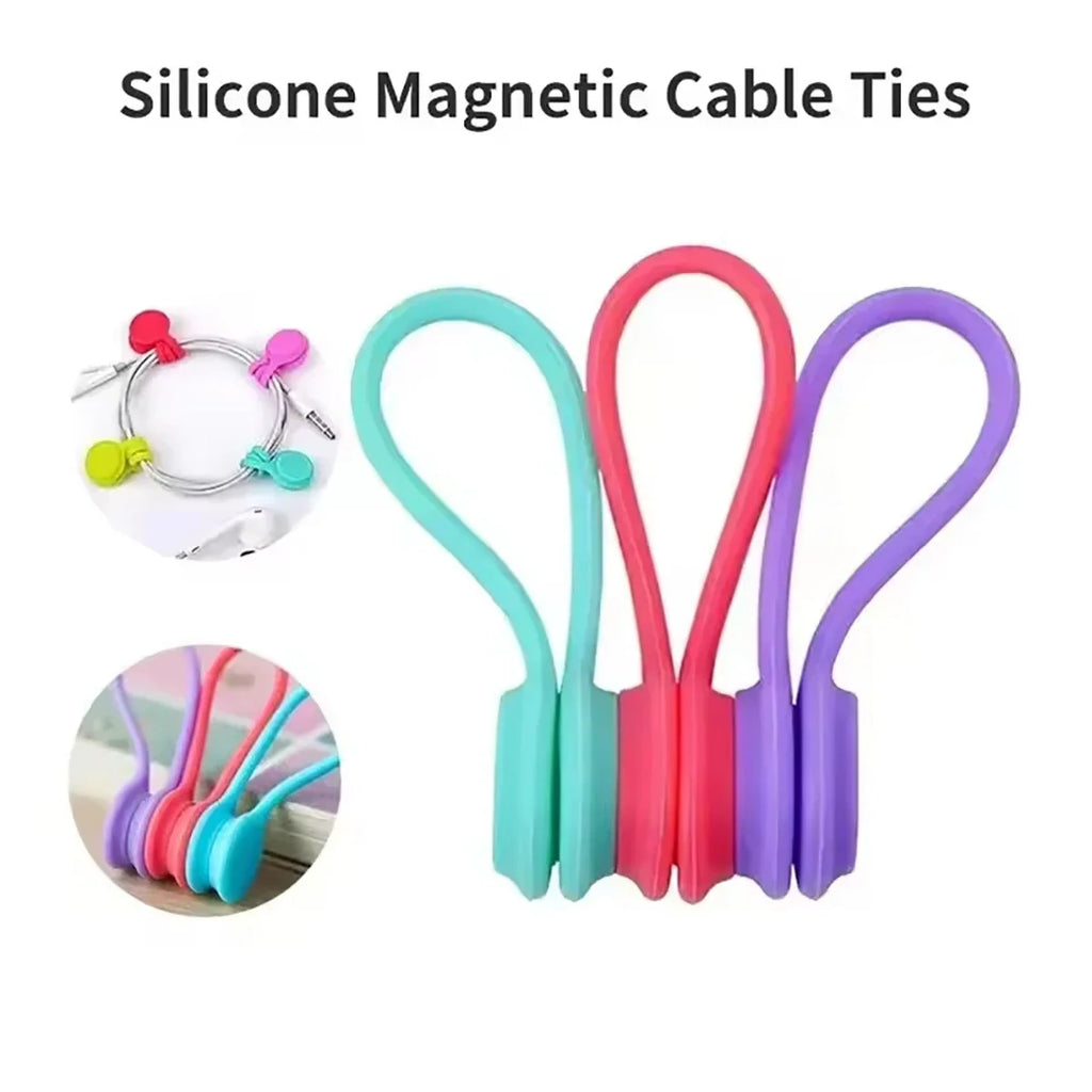 5-Pack Reusable Magnetic Silicone Cable Ties – Cord Organizer Cable Tie Organizer Qme