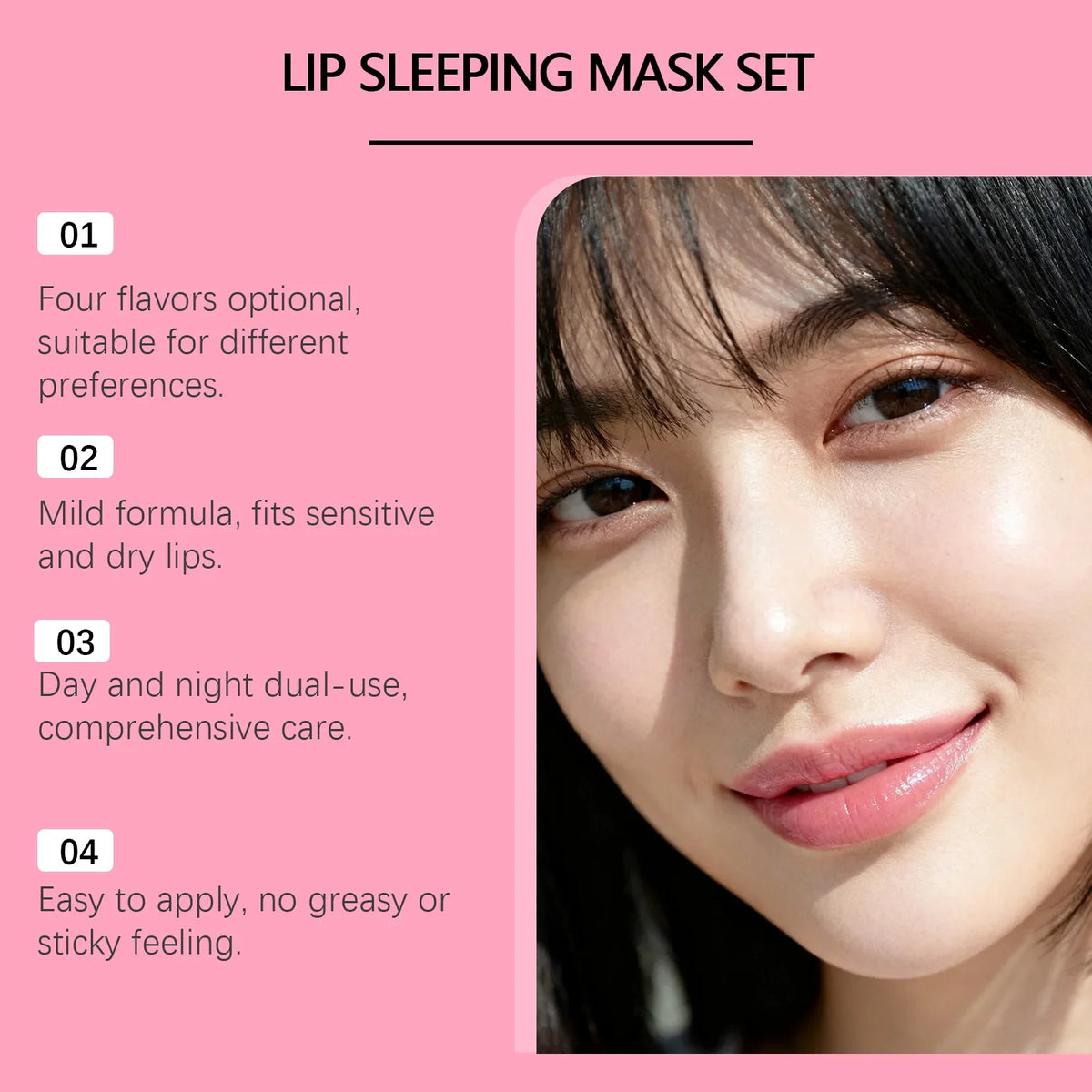 Qme Lip Sleeping Mask – Moisturizing, Non-Sticky, 4 Flavors Lip Sleeping Mask Qme