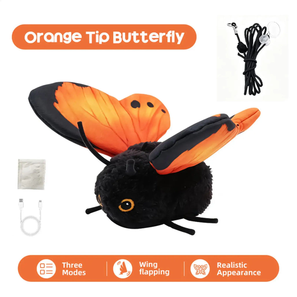 Indoor Auto Cat Teaser Toy – Rechargeable Butterfly Wand Interactive Cat Toy Qme