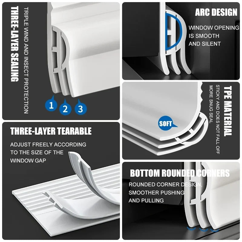 TPE Self-Adhesive Window & Door Seal Strip – 2M/4M Window Door Weatherstrip Qme