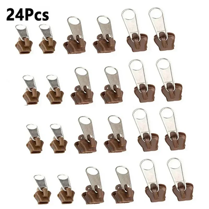 Universal Zipper Repair Kit – Replacement Zip Sliders | 9 Colors Zipper Repair Kit Qme 24pcs coffee
