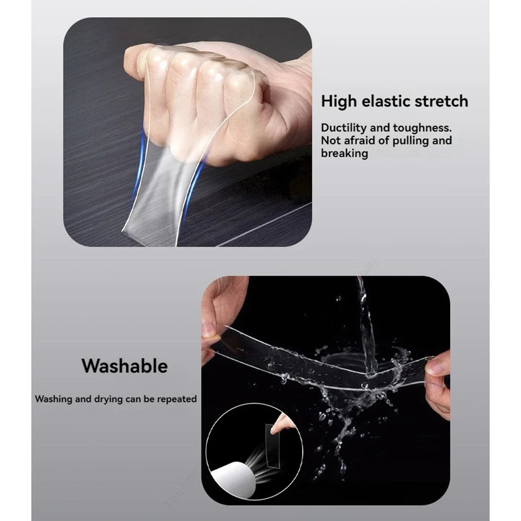 Nano Tape Double Sided Transparent Reusable Waterproof – 1m 2m 5m Reusable Nano Tape Qme