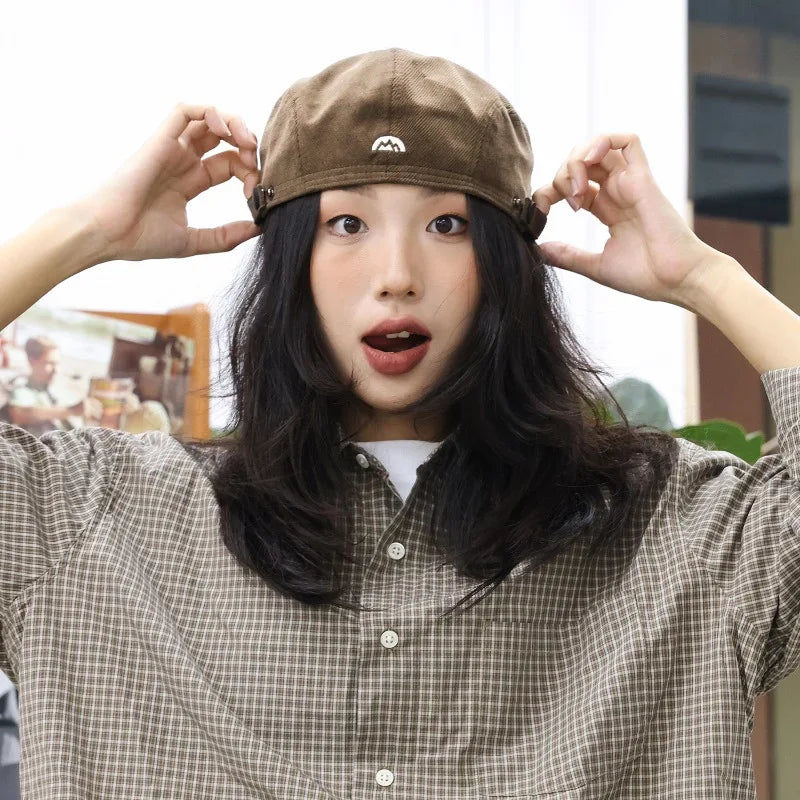 Embroidered Corduroy Beret Hat | Autumn Winter Trendy Cap Corduroy Beret Hat Qme