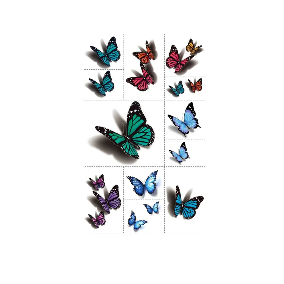 3D Gradient Butterfly Temporary Tattoo Stickers – Realistic Body Art Temporary Tattoo Stickers Qme