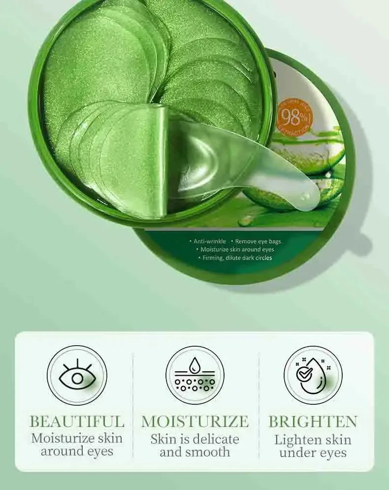 REAROYA 60pc Aloe Vera Collagen Eye Patches – Moisturizing Mask Eye Mask Patches Qst