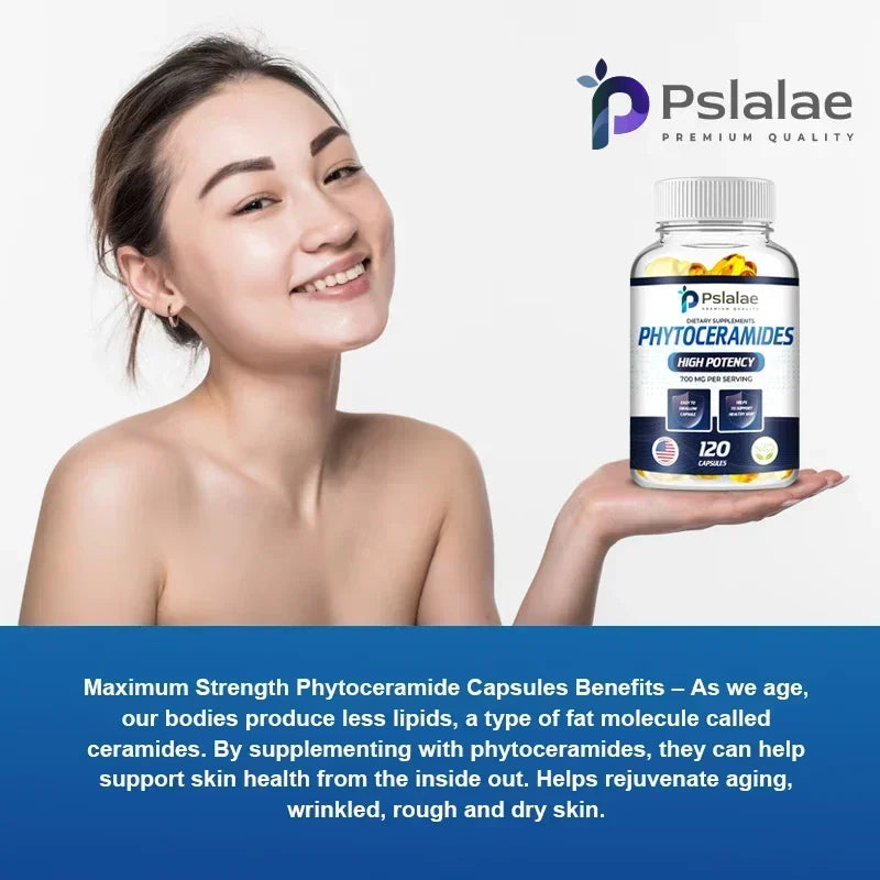 Phytoceramides 700mg Capsules – Antioxidant Skin Support 120ct Skin Care Supplement Qst