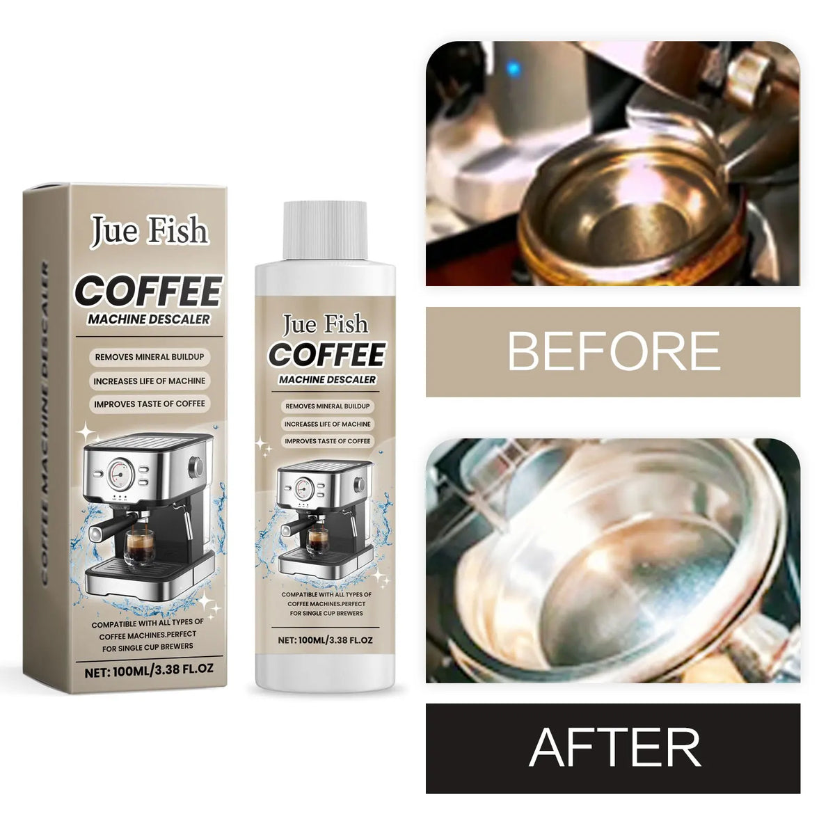 Coffee Maker Cleaner & Descaler Liquid – Jue Fish 100/200ml Coffee Machine Descaler Qst