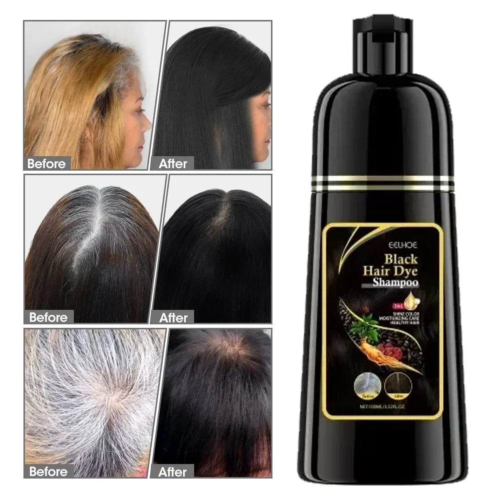 Instant Hair Dye Shampoo – Herbal Ginseng Black & Brown Color Hair Dye Shampoo Qme
