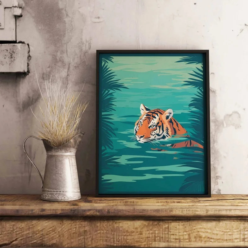 Tiger & Panther Canvas Wall Art – Jungle Tropical Poster Canvas Wall Art Qst
