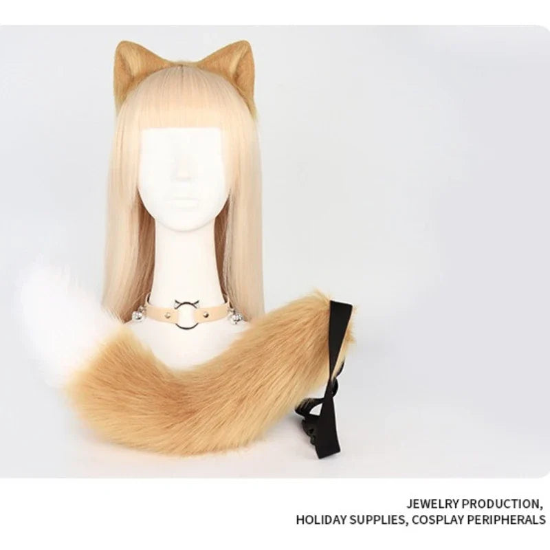 Handmade Cat Ear Headband & Fox Tail Cosplay Set | Anime Cosplay Accessory Set Qme