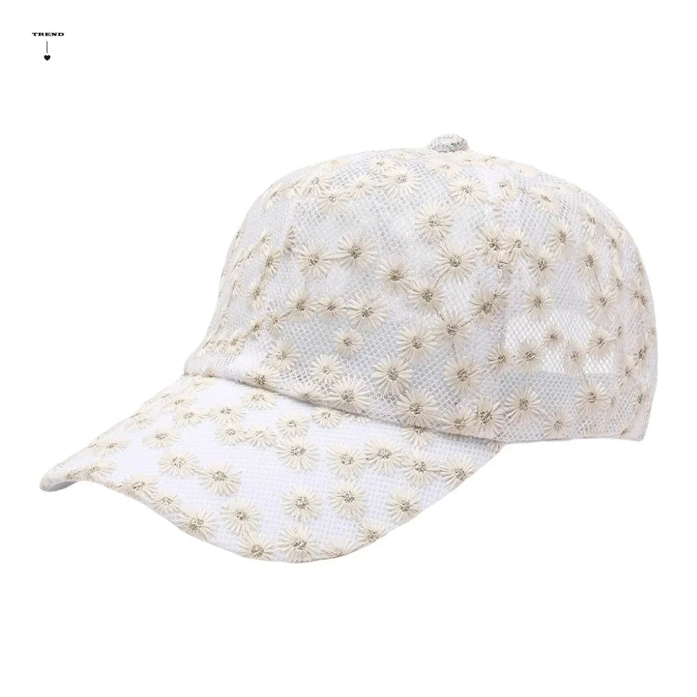 Embroidered Flower Baseball Cap – Adjustable & Breathable Embroidered Baseball Cap Qme