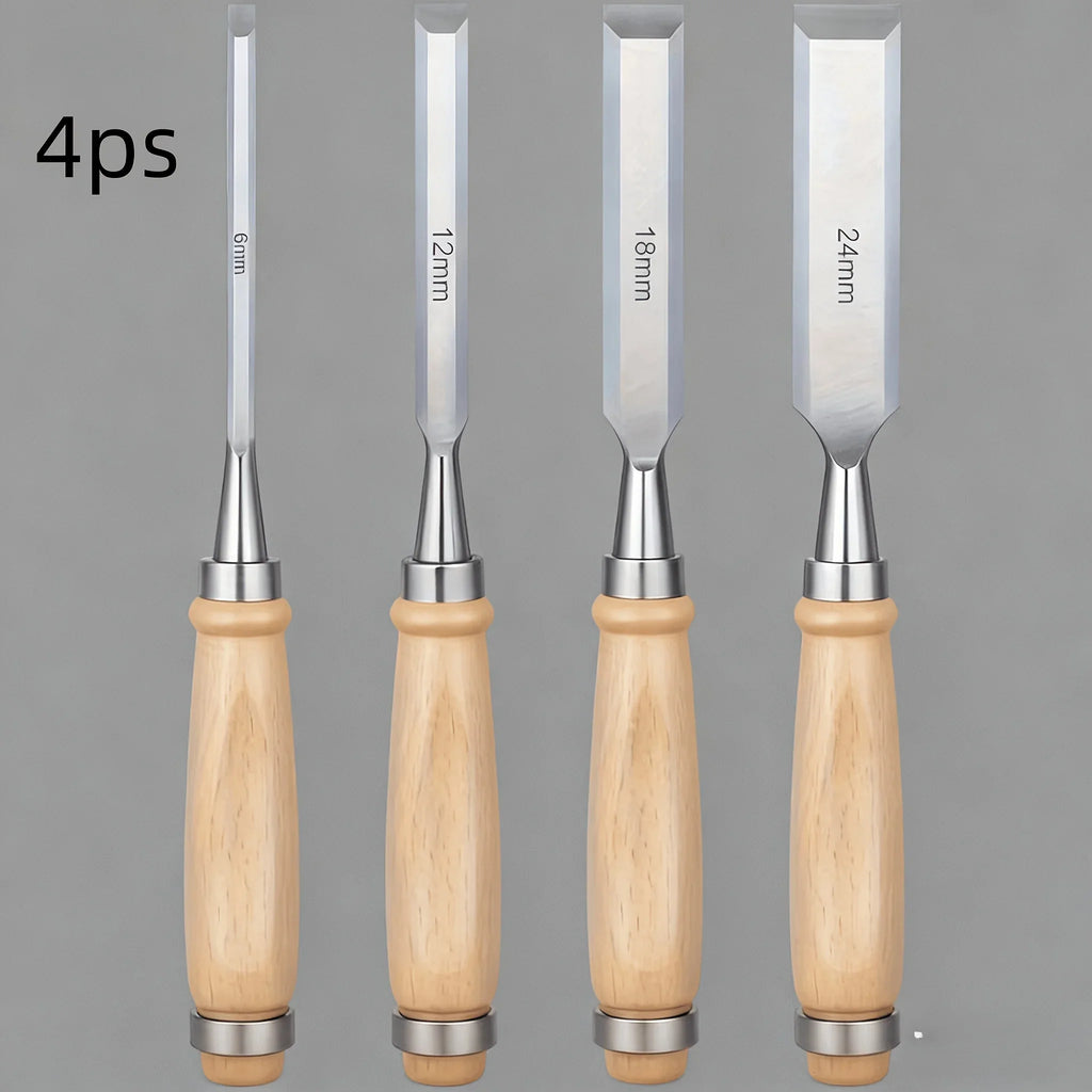 4-Piece Woodworking Chisel Set | Chrome Vanadium Steel Blades Woodworking Chisel Set Qme 4pcs