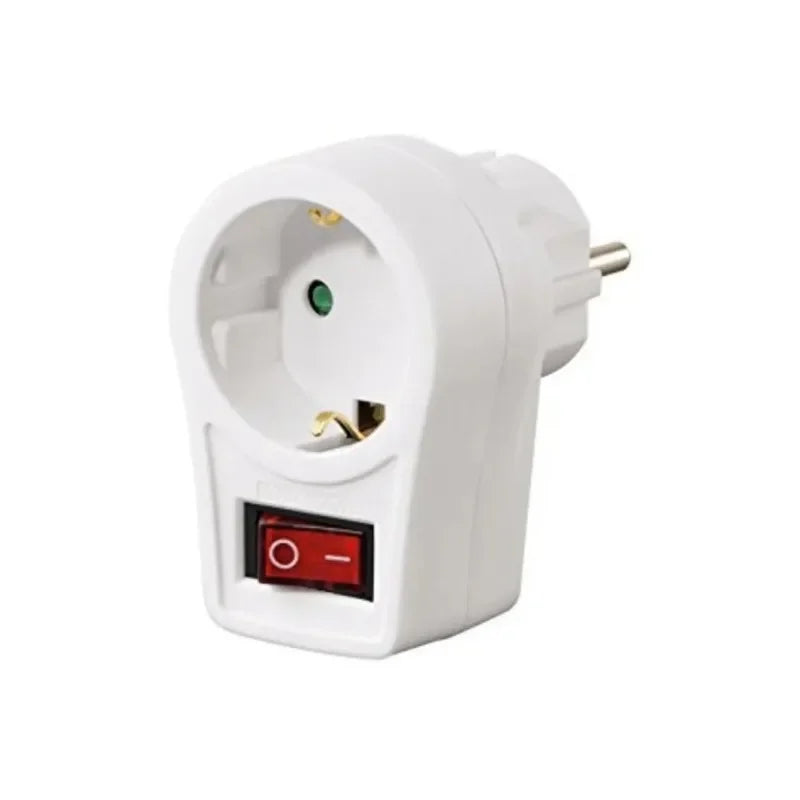 1-to-3 Euro Plug Adapter with Switch | German Schuko Standard Plug Adapter Converter Qme