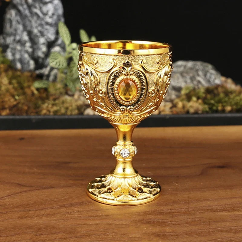 Vintage Embossed Metal Chalice Goblet – Wine & Décor Cup Decorative Chalice Goblet Qme A5