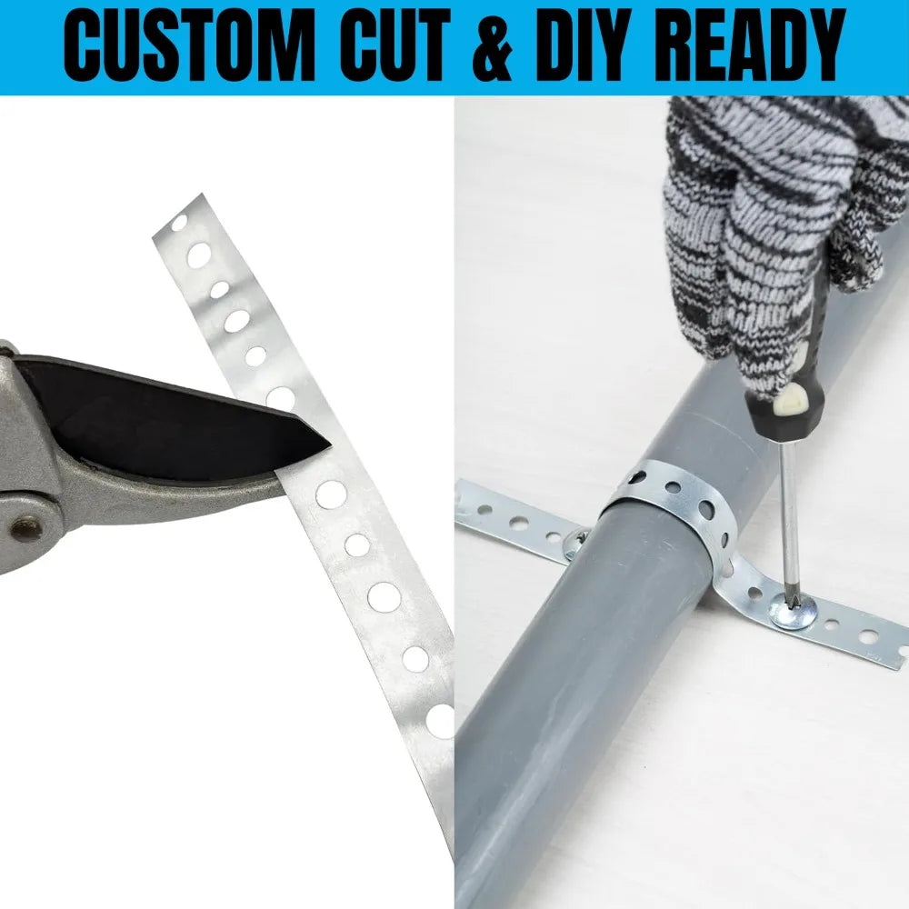 Galvanized Metal Pipe Straps – Bendable Porous Hanger Fixing Pipe Hanger Strap Qme