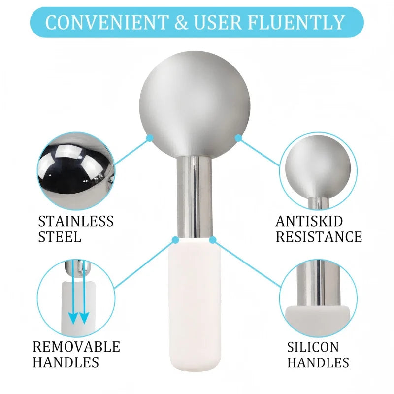VIMYSHOW Stainless Steel Ice Globes – Cryo Face Roller Set of 2 Cryo Face Roller Qst