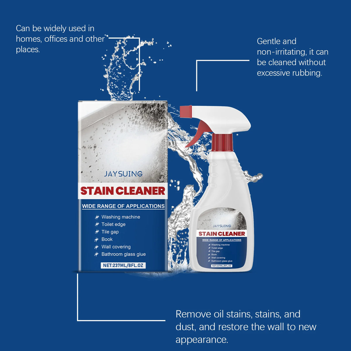 237ml Wall Stain Cleaner Spray – Anti-Mildew & Brightening Wall Cleaning Spray Qst