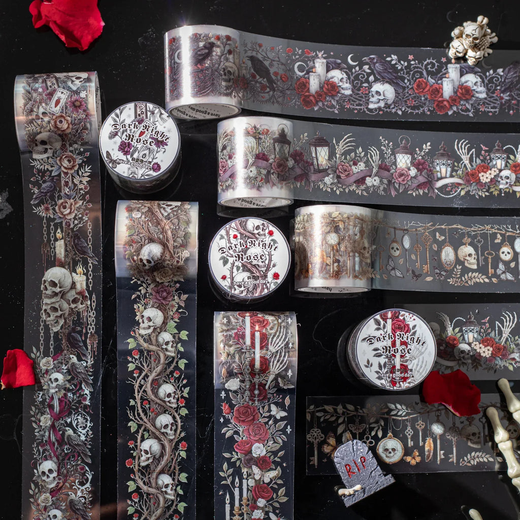 Halloween Gothic Rose Skeleton Washi Tape – DIY Scrapbooking Decorative Craft Tape Qme