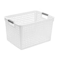 Plastic Storage Bin Basket with Handle – Pantry & Kitchen Storage Basket Bin Qme WHITE