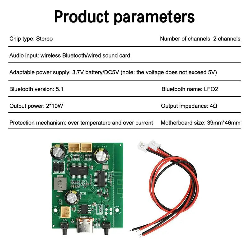 10W Dual Channel TWS Bluetooth Amplifier Board DC 5V 3.7V Bluetooth Amplifier Board Qme