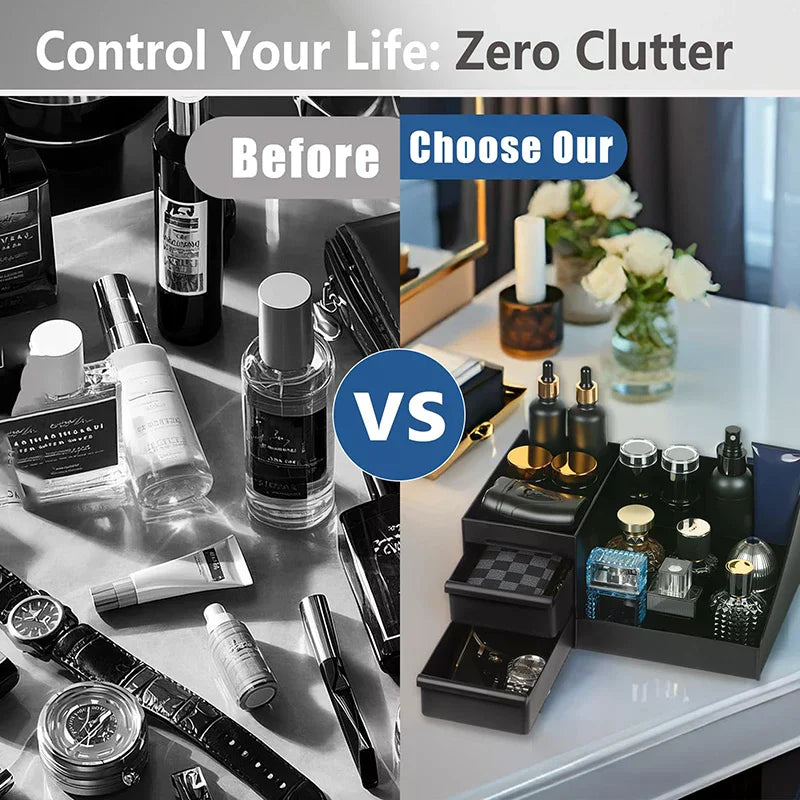 Men's Cologne Organizer Stand with Drawers | Perfume Holder Cologne Organizer Stand Qme