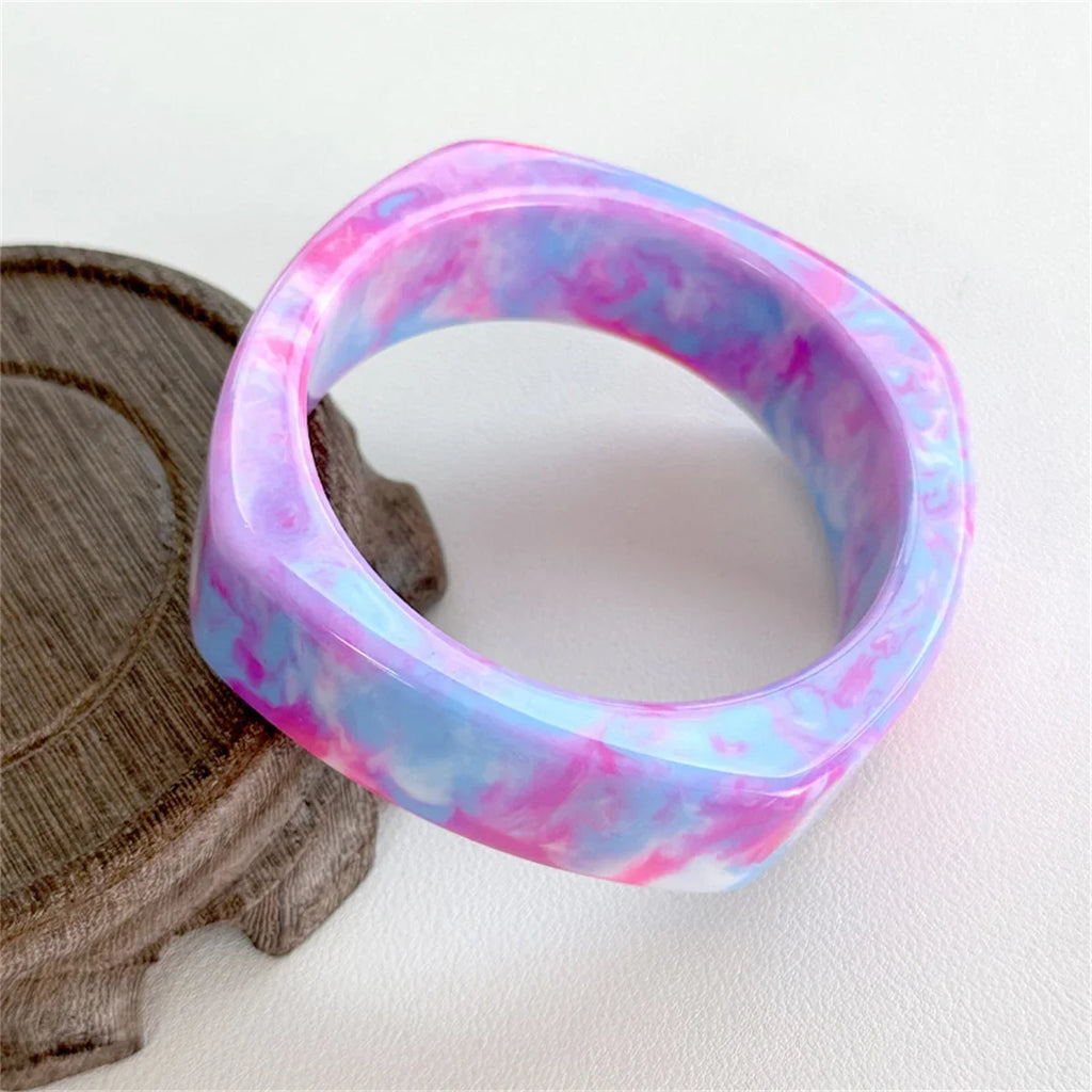 Colorful Geometric Wide Acrylic Bracelet – Bold Statement Jewelry Statement Bracelet Qme fenlan 66mm