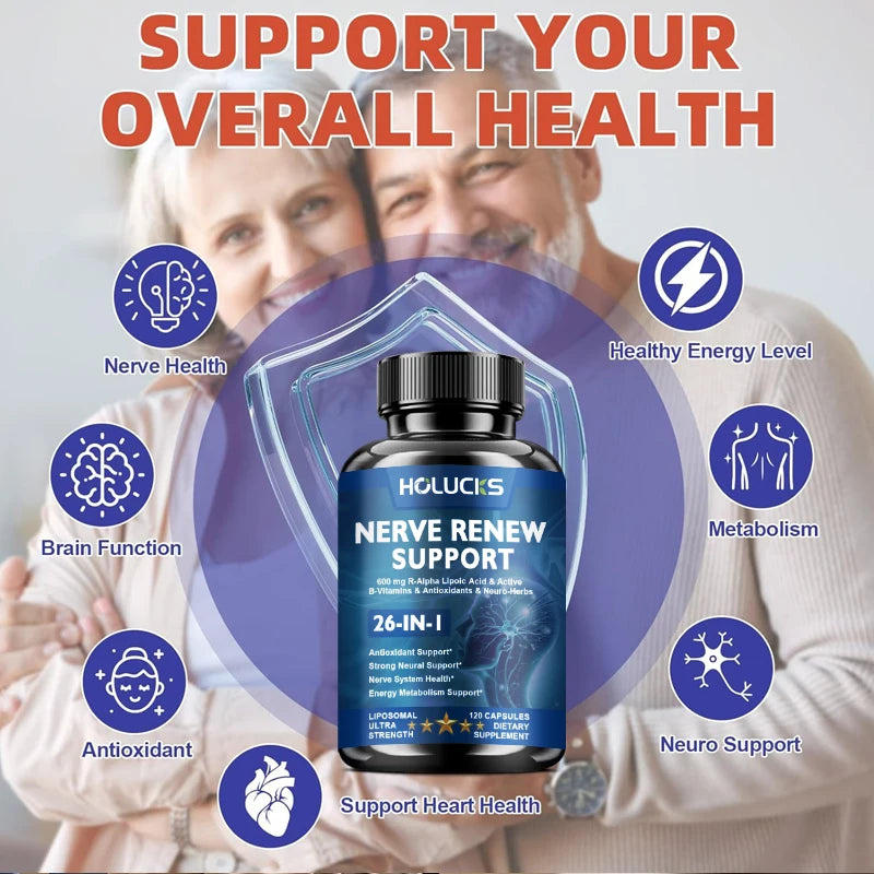 HOLUCKS Nerve Nutrition Capsules – L-Theanine, Zinc & Magnesium Nerve Nutrition Supplement Qst