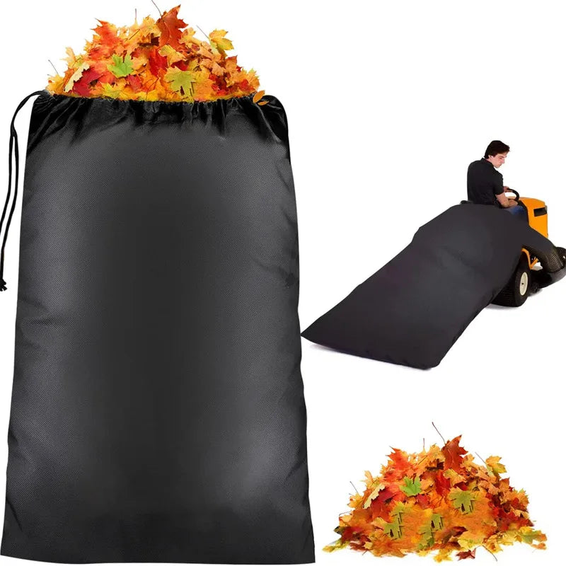 Foldable Large Capacity Lawn Tractor Leaf & Grass Catcher Bag Lawn Leaf Catcher Bag Qst Black