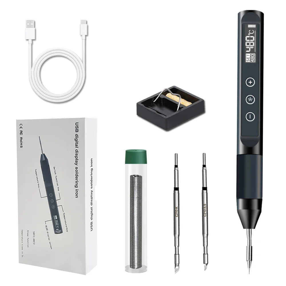 X210 USB Soldering Iron – Digital Temp Control, 30W Fast Heat USB Soldering Iron Qme