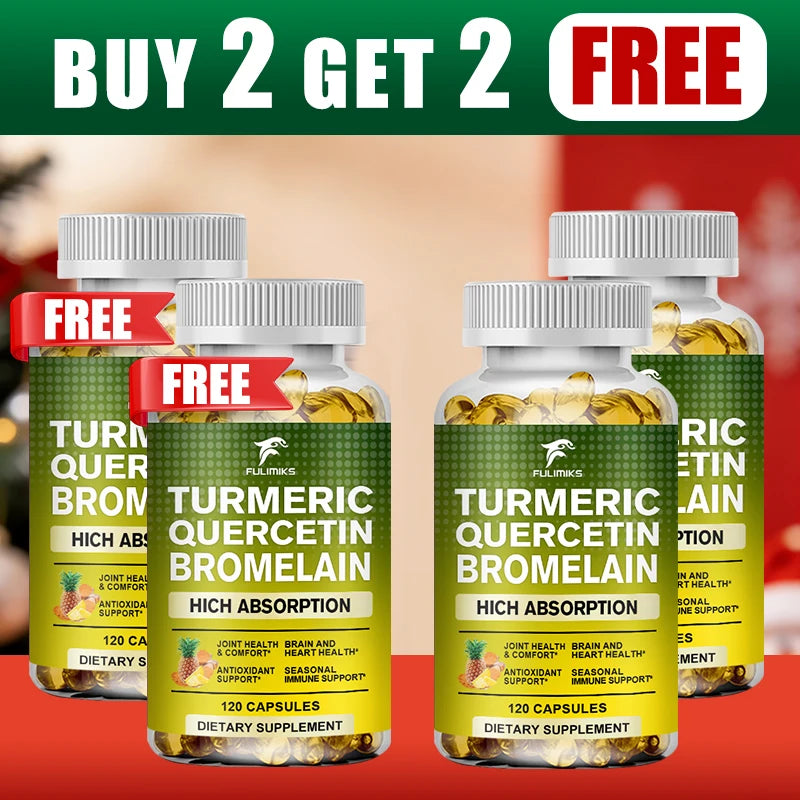 Turmeric Quercetin Bromelain Capsules | Joint & Immunity Support Herbal Supplement Capsules Qst