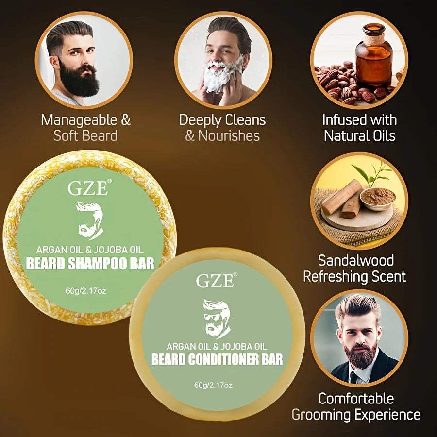 GZE Beard Wash & Conditioner Soap – Argan & Jojoba Oils Beard Wash Soap Qme