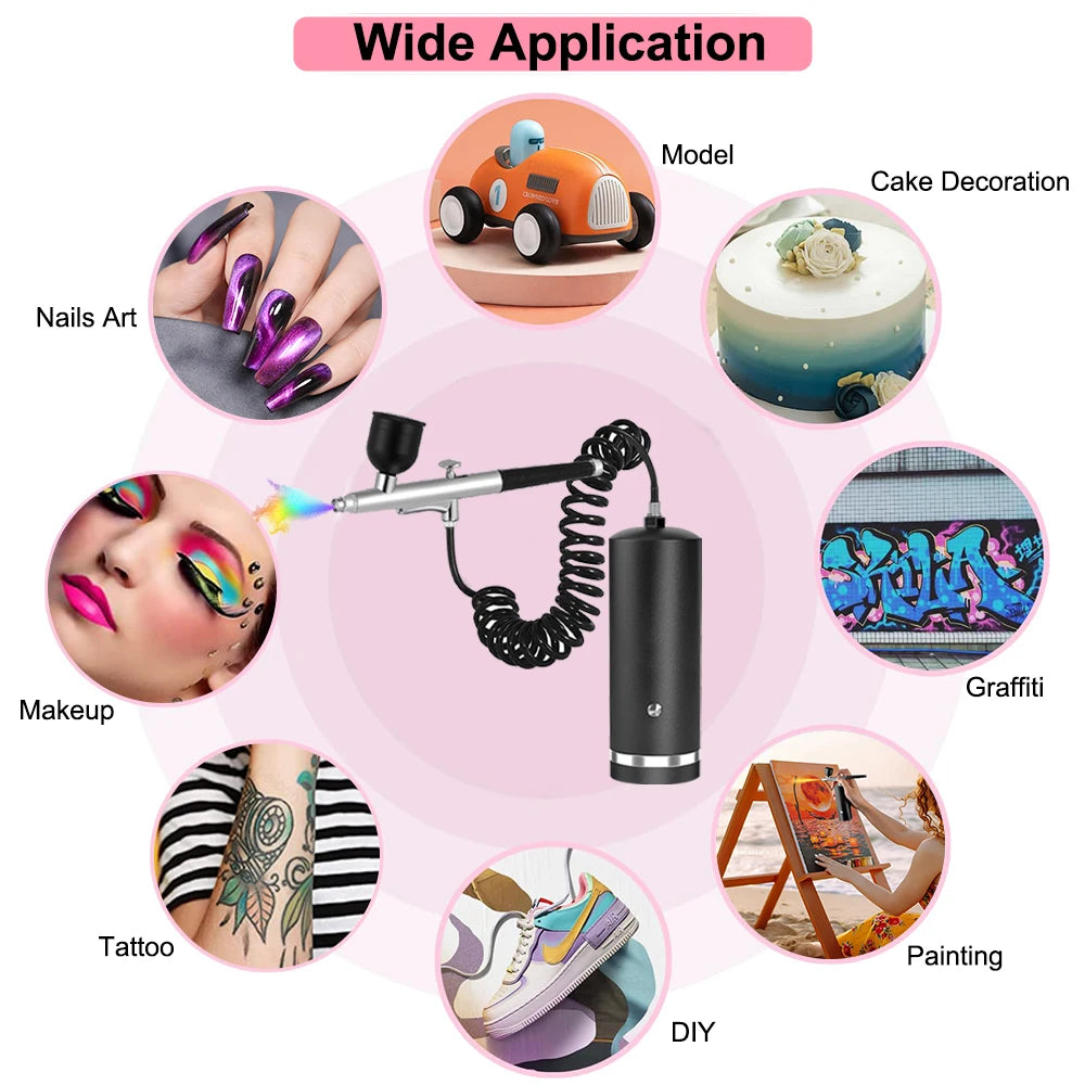 Peicon Mini Airbrush Kit with Compressor – Nail Art & Makeup Airbrush Kit Qst
