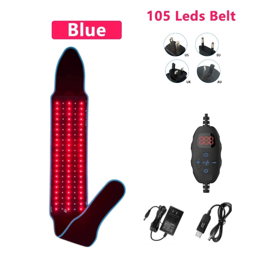 Portable Red Light Therapy Belt 660nm 850nm – 150 LED Beads LED Therapy Belt Qst 105 Blue