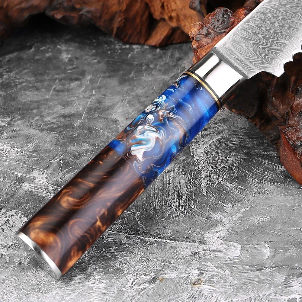 8-Inch Damascus Serrated Bread Knife – 67-Layer Steel Serrated Bread Knife Qst